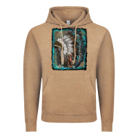 Vintage Coffee indian feather headdress with leopard background Vintage Hoodie - RanaPortraitStore