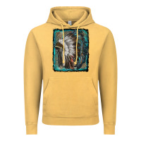 Vintage Mustard indian feather headdress with leopard background Vintage Hoodie - RanaPortraitStore