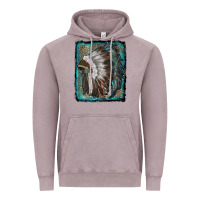 Vintage Zinc indian feather headdress with leopard background Vintage Hoodie - RanaPortraitStore
