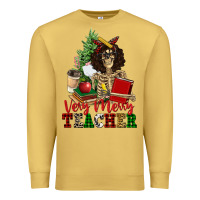 Antique Gold very merry teacher skeleton Premium Sweatshirt - NancyCooperArtShop