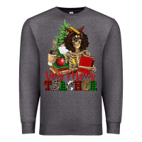 Charcoal Heather very merry teacher skeleton Premium Sweatshirt - NancyCooperArtShop