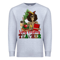 Heather Grey very merry teacher skeleton Premium Sweatshirt - NancyCooperArtShop
