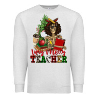 Oatmeal Heather very merry teacher skeleton Premium Sweatshirt - NancyCooperArtShop
