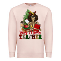 Pale Pink very merry teacher skeleton Premium Sweatshirt - NancyCooperArtShop