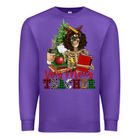 Purple very merry teacher skeleton Premium Sweatshirt - NancyCooperArtShop