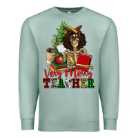 Seafoam very merry teacher skeleton Premium Sweatshirt - NancyCooperArtShop