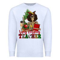 White very merry teacher skeleton Premium Sweatshirt - NancyCooperArtShop