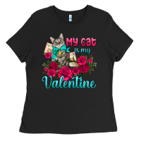 Black my cat is my valentine Ladies Tee - AdoDesignShop