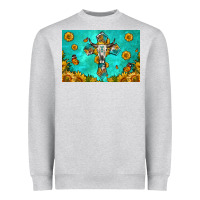 Heather Grey bull skull cross skinny metal can holder Heavyweight Sweatshirt - HRA Design Shop
