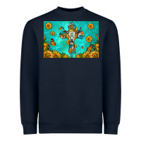 Navy bull skull cross skinny metal can holder Heavyweight Sweatshirt - HRA Design Shop
