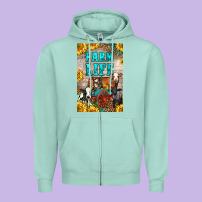 Western Farm Life Zipper Hoodie Designed By Lillyallendesigns