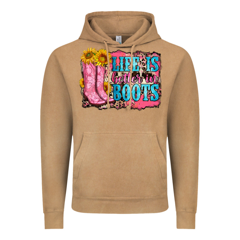 Life Is Better In Boots Vintage Hoodie by Zillion Design Studio | Teevron