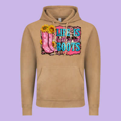 Life Is Better In Boots Vintage Hoodie Designed By Zillion Design Studio