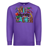 Purple wife mom teacher Premium Sweatshirt - NancyCooperArtShop