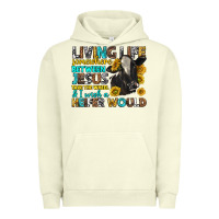 Pigment Pistachio Living Life Somewhere Between Jesus Urban Hoodie - texasbilliewilder