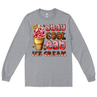 Heather Grey stay cool eat ice cream Long Sleeve Tee - AdoDesignShop