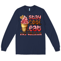 Navy stay cool eat ice cream Long Sleeve Tee - AdoDesignShop