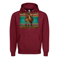 Western Horse Serape  Leather Leopard Zipper Hoodie | Teevron