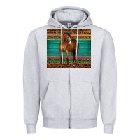 Heather Grey western horse serape  leather leopard Zipper Hoodie - BarkalooDesign