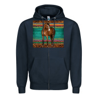 Navy western horse serape  leather leopard Zipper Hoodie - BarkalooDesign