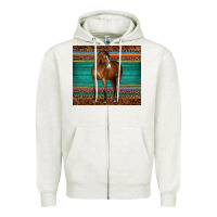 Oatmeal Heather western horse serape  leather leopard Zipper Hoodie - BarkalooDesign