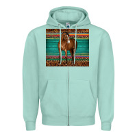 Seafoam western horse serape  leather leopard Zipper Hoodie - BarkalooDesign