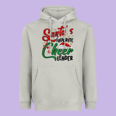Santa S Favorite Cheer Leader Heavyweight Hoodie Designed By Maliassmallbusiness