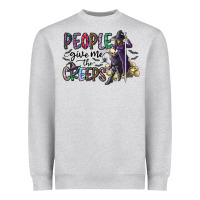 Heather Grey people give me the creeps Heavyweight Sweatshirt - CowhideDigitalArt