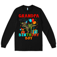 Black grandpa of the birthday boy t rex Long Sleeve Tee - Artiststas