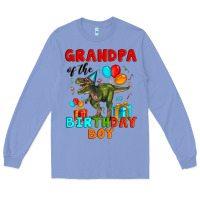 Grandpa Of The Birthday Boy T Rex Long Sleeve Tee | Teevron