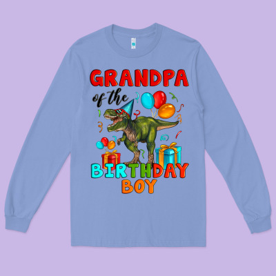 Grandpa Of The Birthday Boy T Rex Long Sleeve Tee Designed By Artiststas