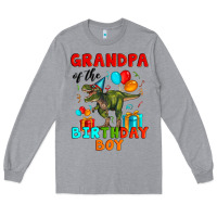 Heather Grey grandpa of the birthday boy t rex Long Sleeve Tee - Artiststas