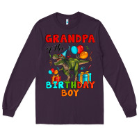 Plum grandpa of the birthday boy t rex Long Sleeve Tee - Artiststas