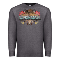 Charcoal Heather make america cowboy again Premium Sweatshirt - NancyCooperArtShop