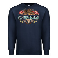 Navy make america cowboy again Premium Sweatshirt - NancyCooperArtShop