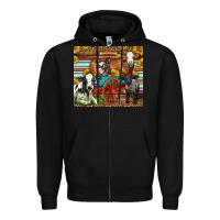 Black Farm Animals On An Old Wagon Zipper Hoodie - LillyAllenDesigns