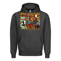 Charcoal Heather Farm Animals On An Old Wagon Zipper Hoodie - LillyAllenDesigns