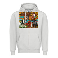 Dove Grey Farm Animals On An Old Wagon Zipper Hoodie - LillyAllenDesigns