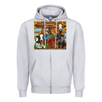 Heather Grey Farm Animals On An Old Wagon Zipper Hoodie - LillyAllenDesigns