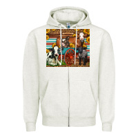 Oatmeal Heather Farm Animals On An Old Wagon Zipper Hoodie - LillyAllenDesigns