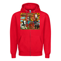 Red Farm Animals On An Old Wagon Zipper Hoodie - LillyAllenDesigns