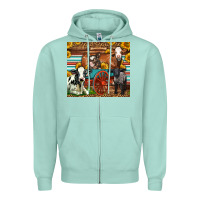 Seafoam Farm Animals On An Old Wagon Zipper Hoodie - LillyAllenDesigns