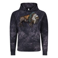 Cloud Black bison with indian headdress Vintage Hoodie - RanaPortraitStore