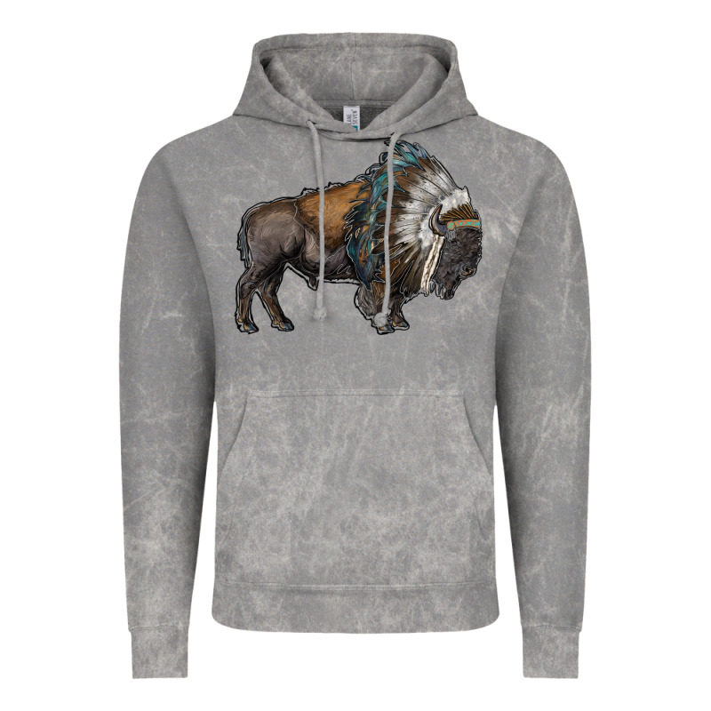 Bison With Indian Headdress Vintage Hoodie by RanaPortraitStore | Teevron