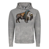 Cloud Rock bison with indian headdress Vintage Hoodie - RanaPortraitStore
