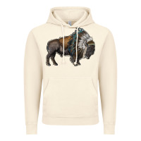 Vintage Artic bison with indian headdress Vintage Hoodie - RanaPortraitStore