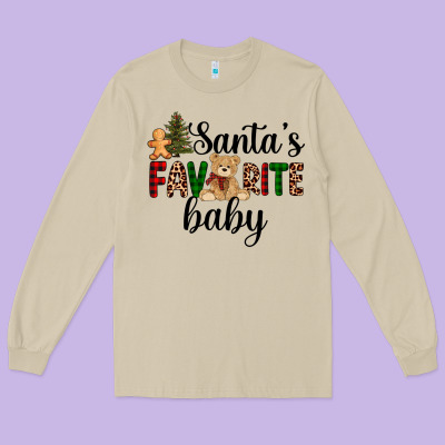 Santa's Favorite Baby Long Sleeve Tee Designed By Adodesignshop