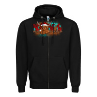 Black christmas nana highland cow Zipper Hoodie - BarkalooDesign