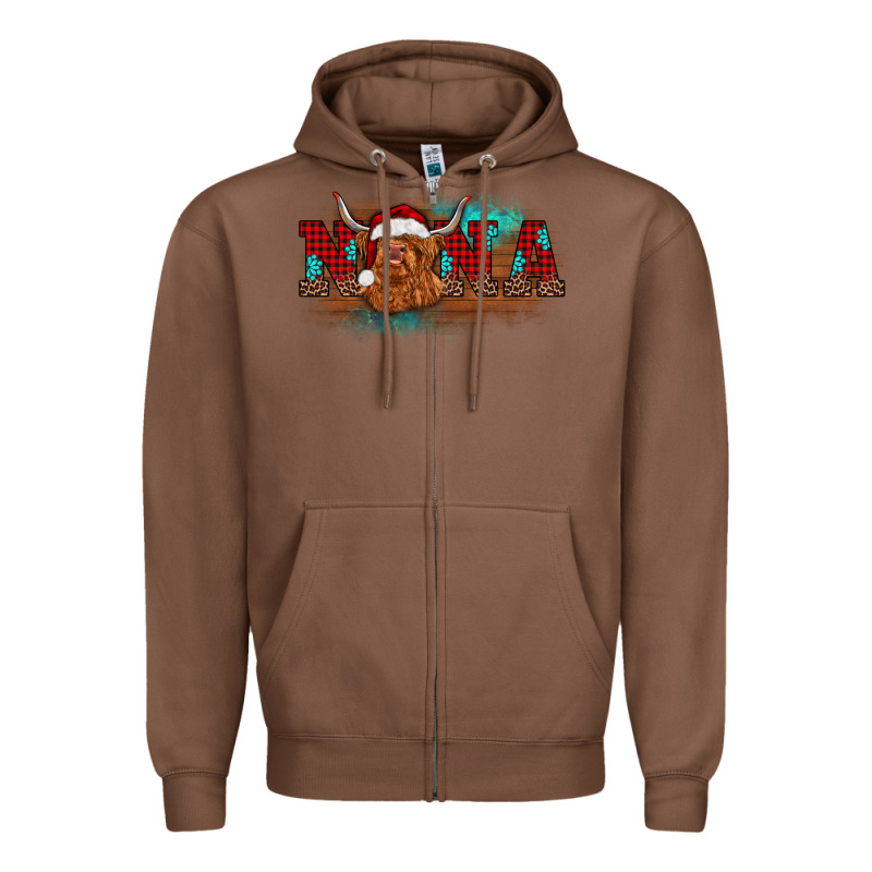 Christmas Nana Highland Cow Zipper Hoodie by BarkalooDesign | Teevron