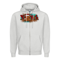 Dove Grey christmas nana highland cow Zipper Hoodie - BarkalooDesign